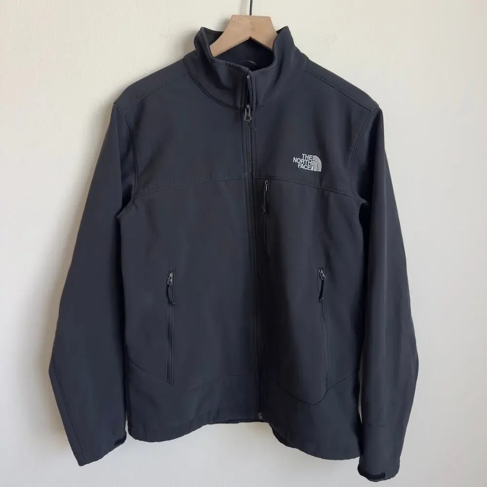 The North Face Men Size Medium Black Softshell Zipper Jacket Coat Lightweight
